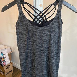 Lululemon Sunset salutation built in sports bra criss cross straps tank- Black